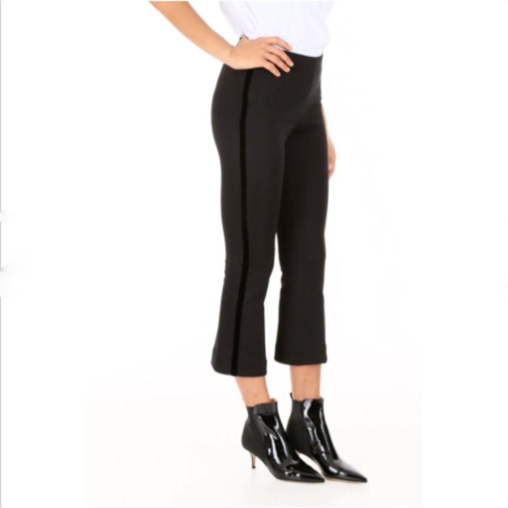 Moncler 42 Black Jersey Stripe Leg Trousers Pants